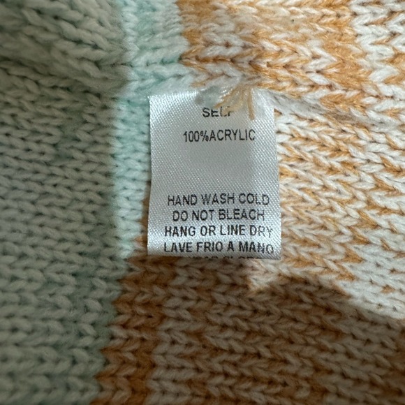 Easel Oversized Colorblock Knit Sweater Pastel Blue Peach Short Sleeve Size S - Picture 4 of 7